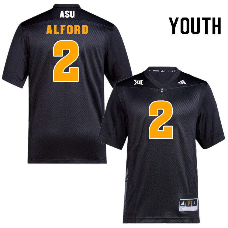 Youth #2 Xavion Alford Arizona State Sun Devils College Football Jerseys Stitched-Black